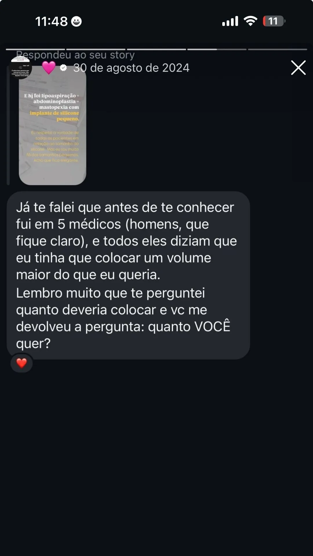 Depoimento de paciente